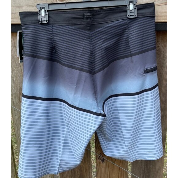 Burnside Mens 32 Board Shorts With Blue Gradient Stripes Drawstring Closure - Picture 2 of 6